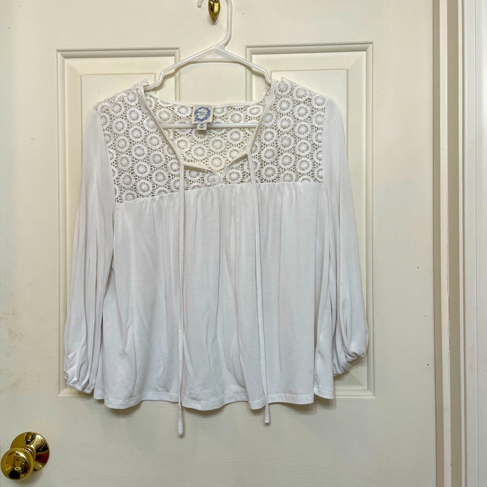 Blue Rain by Francesca’s White Blouse